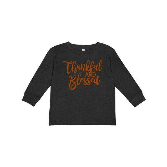Inktastic Thankful and Blessed Boys or Girls Long Sleeve Toddler T-Shirt