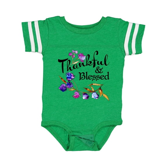 Inktastic Thankful and Blessed Inspirational Saying with Flowers Boys or Girls Baby Bodysuit