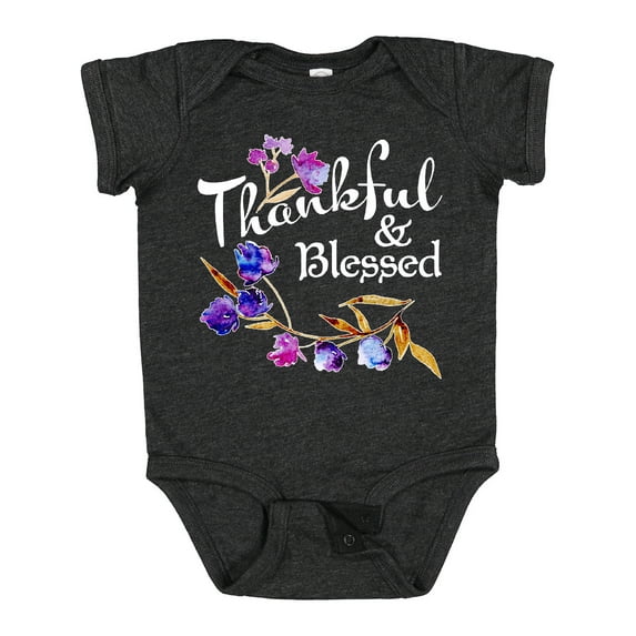 Inktastic Thankful and Blessed Inspirational Saying with Flowers Boys or Girls Baby Bodysuit