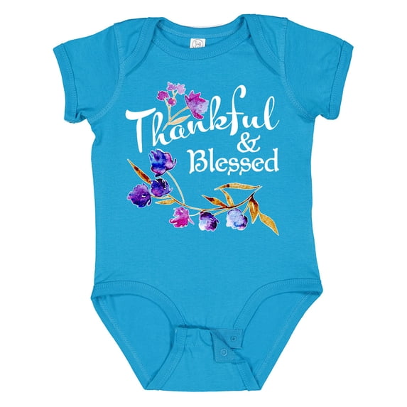 Inktastic Thankful and Blessed Inspirational Saying with Flowers Boys or Girls Baby Bodysuit