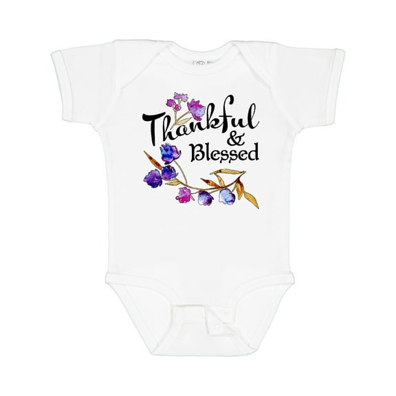 Inktastic Thankful and Blessed Inspirational Saying with Flowers Boys or Girls Baby Bodysuit