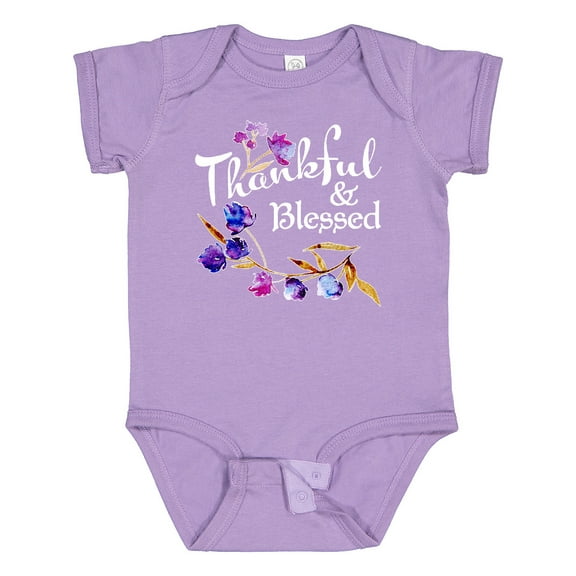 Inktastic Thankful and Blessed Inspirational Saying with Flowers Boys or Girls Baby Bodysuit