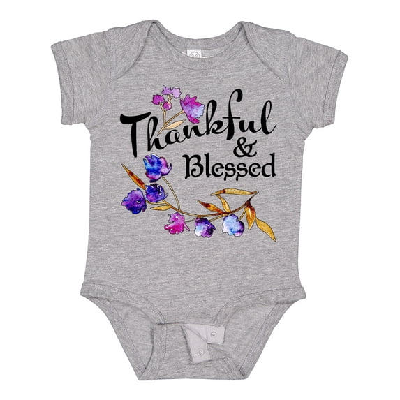 Inktastic Thankful and Blessed Inspirational Saying with Flowers Boys or Girls Baby Bodysuit