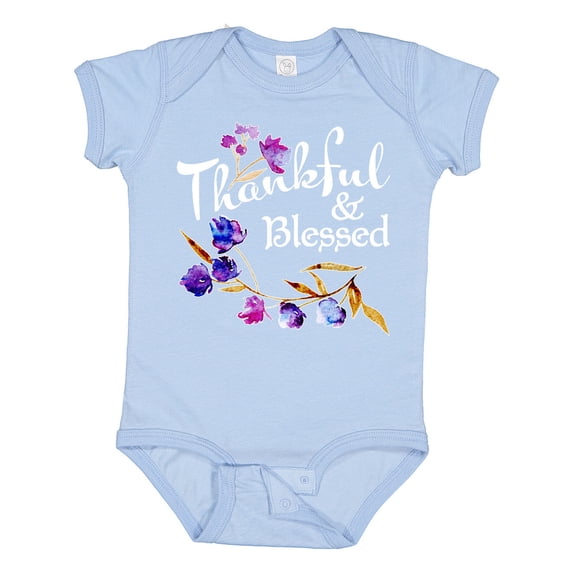 Inktastic Thankful and Blessed Inspirational Saying with Flowers Boys or Girls Baby Bodysuit