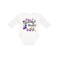 thumbnail image 1 of Inktastic Thankful and Blessed Inspirational Saying with Flowers Boys or Girls Long Sleeve Baby Bodysuit, 1 of 5