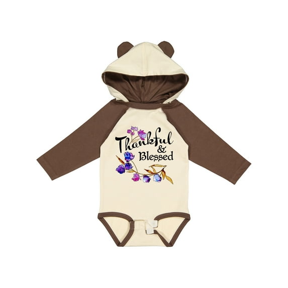 Inktastic Thankful and Blessed Inspirational Saying with Flowers Boys or Girls Long Sleeve Baby Bodysuit