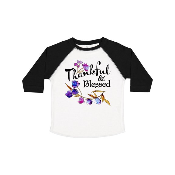 Inktastic Thankful and Blessed Inspirational Saying with Flowers Boys or Girls Toddler T-Shirt