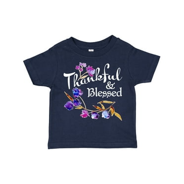 Inktastic Thankful and Blessed Inspirational Saying with Flowers Boys or Girls Toddler T-Shirt