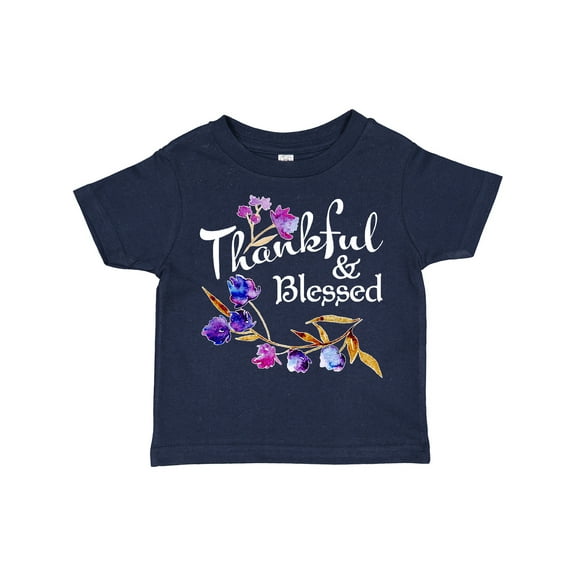 Inktastic Thankful and Blessed Inspirational Saying with Flowers Boys or Girls Toddler T-Shirt