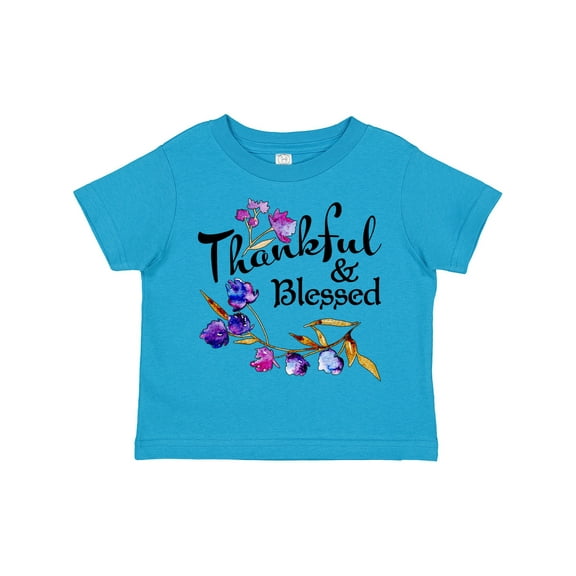 Inktastic Thankful and Blessed Inspirational Saying with Flowers Boys or Girls Toddler T-Shirt