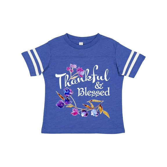 Inktastic Thankful and Blessed Inspirational Saying with Flowers Boys or Girls Toddler T-Shirt