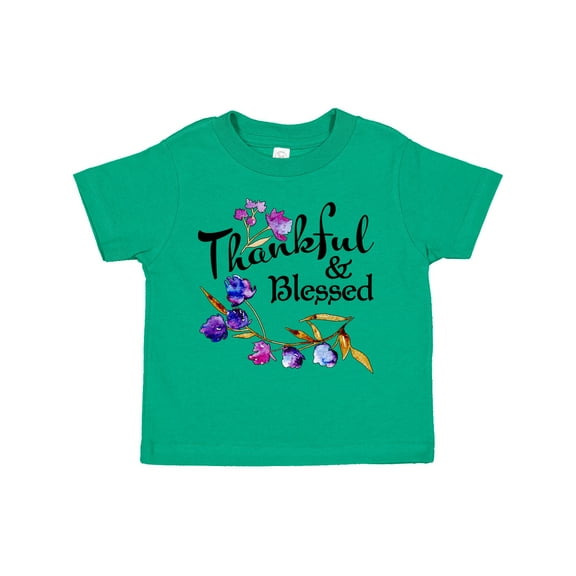Inktastic Thankful and Blessed Inspirational Saying with Flowers Boys or Girls Toddler T-Shirt