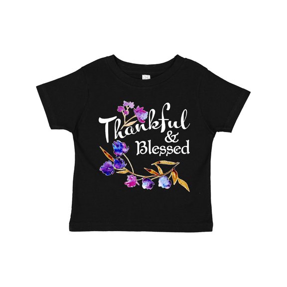 Inktastic Thankful and Blessed Inspirational Saying with Flowers Boys or Girls Toddler T-Shirt