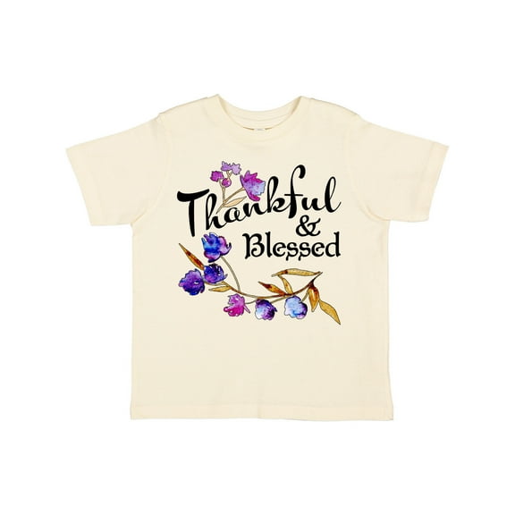 Inktastic Thankful and Blessed Inspirational Saying with Flowers Boys or Girls Toddler T-Shirt