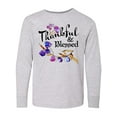 thumbnail image 1 of Inktastic Thankful and Blessed Inspirational Saying with Flowers Long Sleeve Youth T-Shirt, 1 of 5