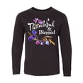 thumbnail image 1 of Inktastic Thankful and Blessed Inspirational Saying with Flowers Long Sleeve Youth T-Shirt, 1 of 5
