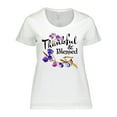 thumbnail image 1 of Inktastic Thankful and Blessed Inspirational Saying with Flowers Women's Plus Size T-Shirt, 1 of 5