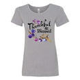 thumbnail image 1 of Inktastic Thankful and Blessed Inspirational Saying with Flowers Women's T-Shirt, 1 of 5