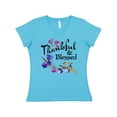 thumbnail image 1 of Inktastic Thankful and Blessed Inspirational Saying with Flowers Women's V-Neck T-Shirt, 1 of 5