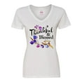 thumbnail image 1 of Inktastic Thankful and Blessed Inspirational Saying with Flowers Women's V-Neck T-Shirt, 1 of 5