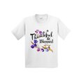 thumbnail image 1 of Inktastic Thankful and Blessed Inspirational Saying with Flowers Youth T-Shirt, 1 of 5