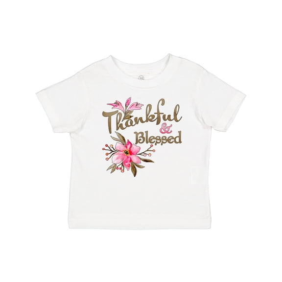 Inktastic Thankful and Blessed Inspirational Saying with Pink Flowers Boys or Girls Baby T-Shirt