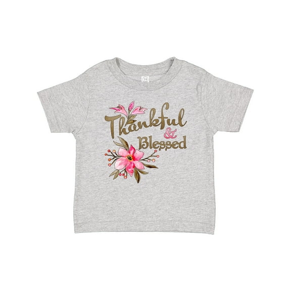 Inktastic Thankful and Blessed Inspirational Saying with Pink Flowers Boys or Girls Baby T-Shirt