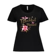 thumbnail image 1 of Inktastic Thankful and Blessed Inspirational Saying with Pink Flowers Women's Plus Size T-Shirt, 1 of 5