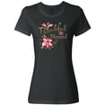 thumbnail image 1 of Inktastic Thankful and Blessed Inspirational Saying with Pink Flowers Women's T-Shirt, 1 of 5