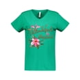 thumbnail image 1 of Inktastic Thankful and Blessed Inspirational Saying with Pink Flowers Women's V-Neck T-Shirt, 1 of 5