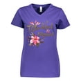 thumbnail image 1 of Inktastic Thankful and Blessed Inspirational Saying with Pink Flowers Women's V-Neck T-Shirt, 1 of 5