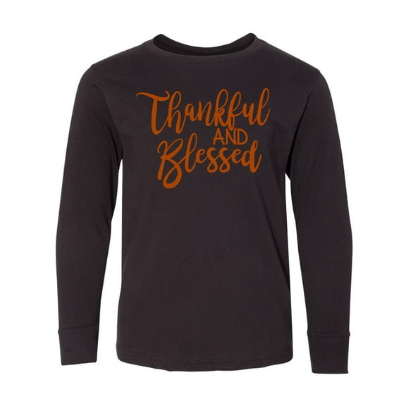 Inktastic Thankful and Blessed Long Sleeve Youth T-Shirt