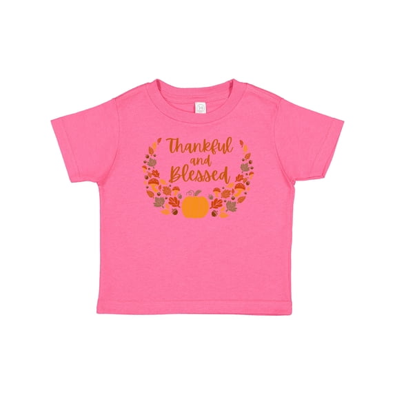 Inktastic Thankful and Blessed Pumpkin and Fall Leaves Boys or Girls Baby T-Shirt