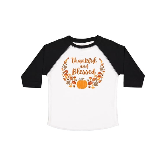 Inktastic Thankful and Blessed Pumpkin and Fall Leaves Boys or Girls Toddler T-Shirt