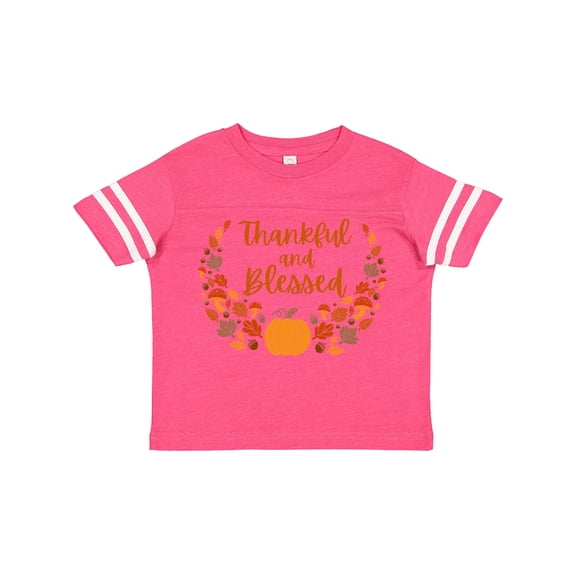 Inktastic Thankful and Blessed Pumpkin and Fall Leaves Boys or Girls Toddler T-Shirt
