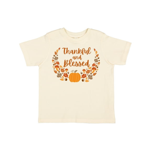 Inktastic Thankful and Blessed Pumpkin and Fall Leaves Boys or Girls Toddler T-Shirt