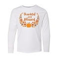 thumbnail image 1 of Inktastic Thankful and Blessed Pumpkin and Fall Leaves Long Sleeve Youth T-Shirt, 1 of 5