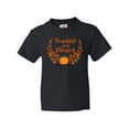 thumbnail image 1 of Inktastic Thankful and Blessed Pumpkin and Fall Leaves Youth T-Shirt, 1 of 5