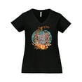 thumbnail image 1 of Inktastic Thankful and Blessed Teal Cheetah Pumpkin Women's Plus Size V-Neck T-Shirt, 1 of 5