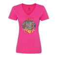 thumbnail image 1 of Inktastic Thankful and Blessed Teal Cheetah Pumpkin Women's V-Neck T-Shirt, 1 of 5