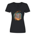 thumbnail image 1 of Inktastic Thankful and Blessed Teal Cheetah Pumpkin Women's V-Neck T-Shirt, 1 of 5