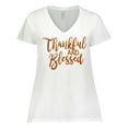 thumbnail image 1 of Inktastic Thankful and Blessed Women's Plus Size V-Neck T-Shirt, 1 of 5