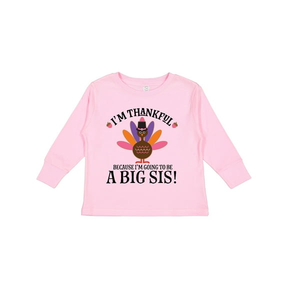 Inktastic Thanksgiving Big Sis Announcement Turkey Girls Long Sleeve Toddler T-Shirt