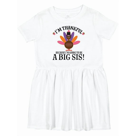 Inktastic Thanksgiving Big Sis Announcement Turkey Girls Toddler Dress