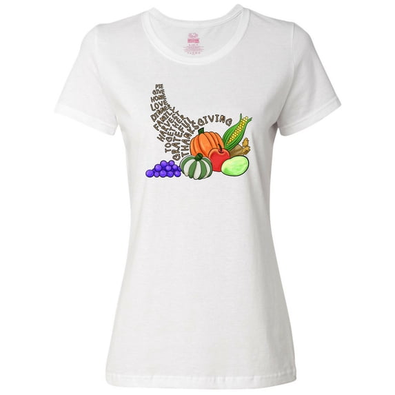 Inktastic Thanksgiving Cornucopia Word Art Women's T-Shirt