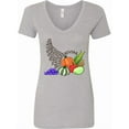 thumbnail image 1 of Inktastic Thanksgiving Cornucopia Word Art Women's V-Neck T-Shirt, 1 of 5