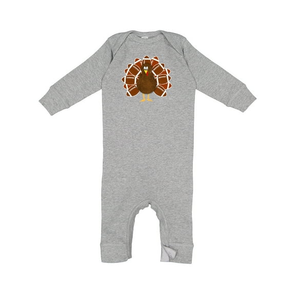 Inktastic Thanksgiving Craft Paper Football Turkey Baby Romper Coveralls