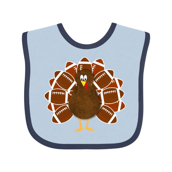 Inktastic Thanksgiving Craft Paper Football Turkey Boys or Girls Baby Bib