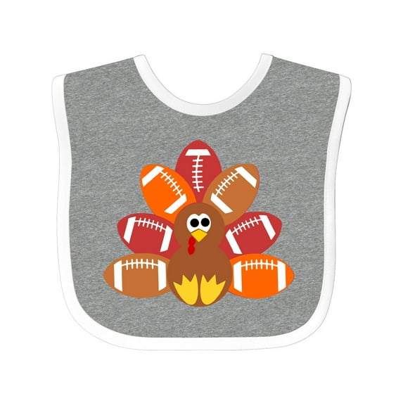 Inktastic Thanksgiving Cute Football Turkey Boys or Girls Baby Bib