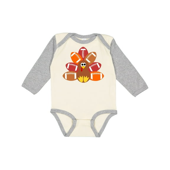 Inktastic Thanksgiving Cute Football Turkey Boys or Girls Long Sleeve Baby Bodysuit